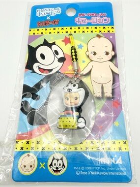 Felix the Cat Kewpie Kewsion figure strap key chain rare retro Japan Vintage